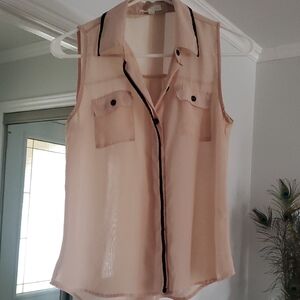 Edge Sleeveless Sheer Blouse Top S